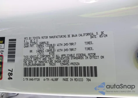 2024 Toyota Tacoma Sr5 from USA, damaged, VIN 3TMLB5JNXRM008180